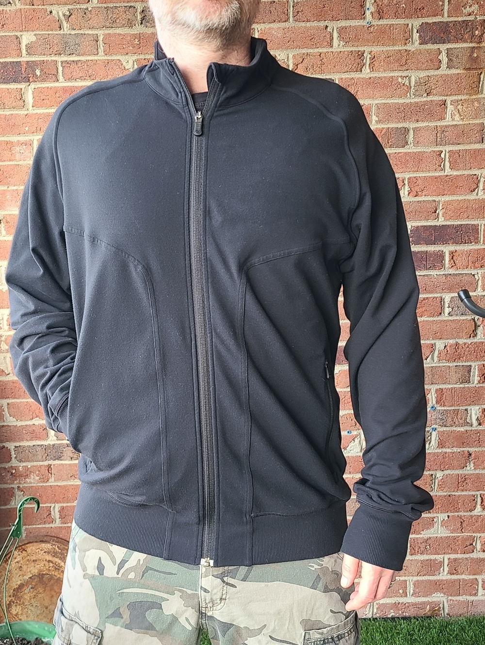 Lululemon Men's Black Full-Zip Track Jacket Vented Zippered Pockets